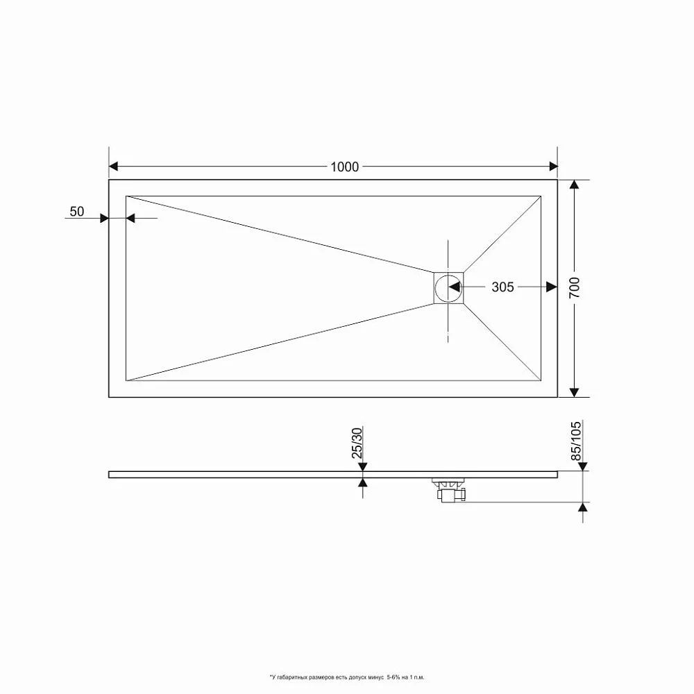 Приобрести grossman каменный душевой поддон strong 70x100 см, графит gr-s270100q