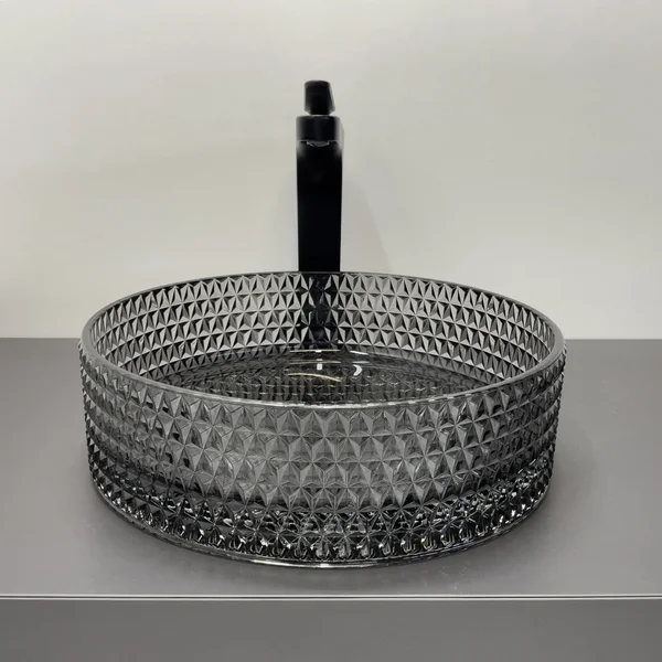 Приобрести comforty раковина накладная cf21004 36х36 см, стеклянная серый дым