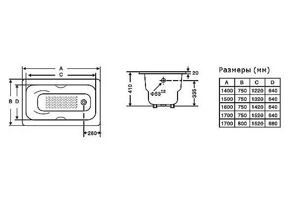Приобрести чугунная ванна goldman donni 180*80*45
