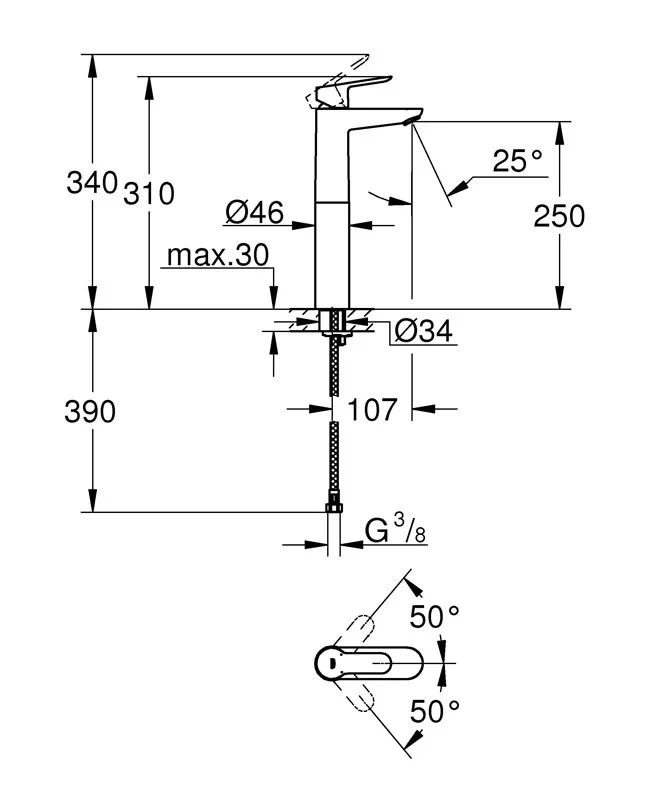 Приобрести смеситель для раковины grohe bauedge, высокий, хром 23761000