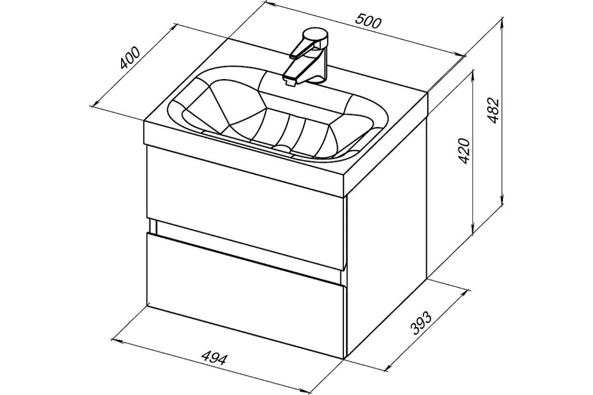Приобрести aquanet тумба с раковиной беркли 50 см, белая глянец (2 ящика)