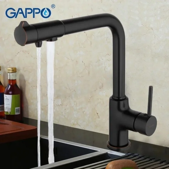 Приобрести gappo смеситель для кухни g4390-10 с подключением к фильтру, черный 85255