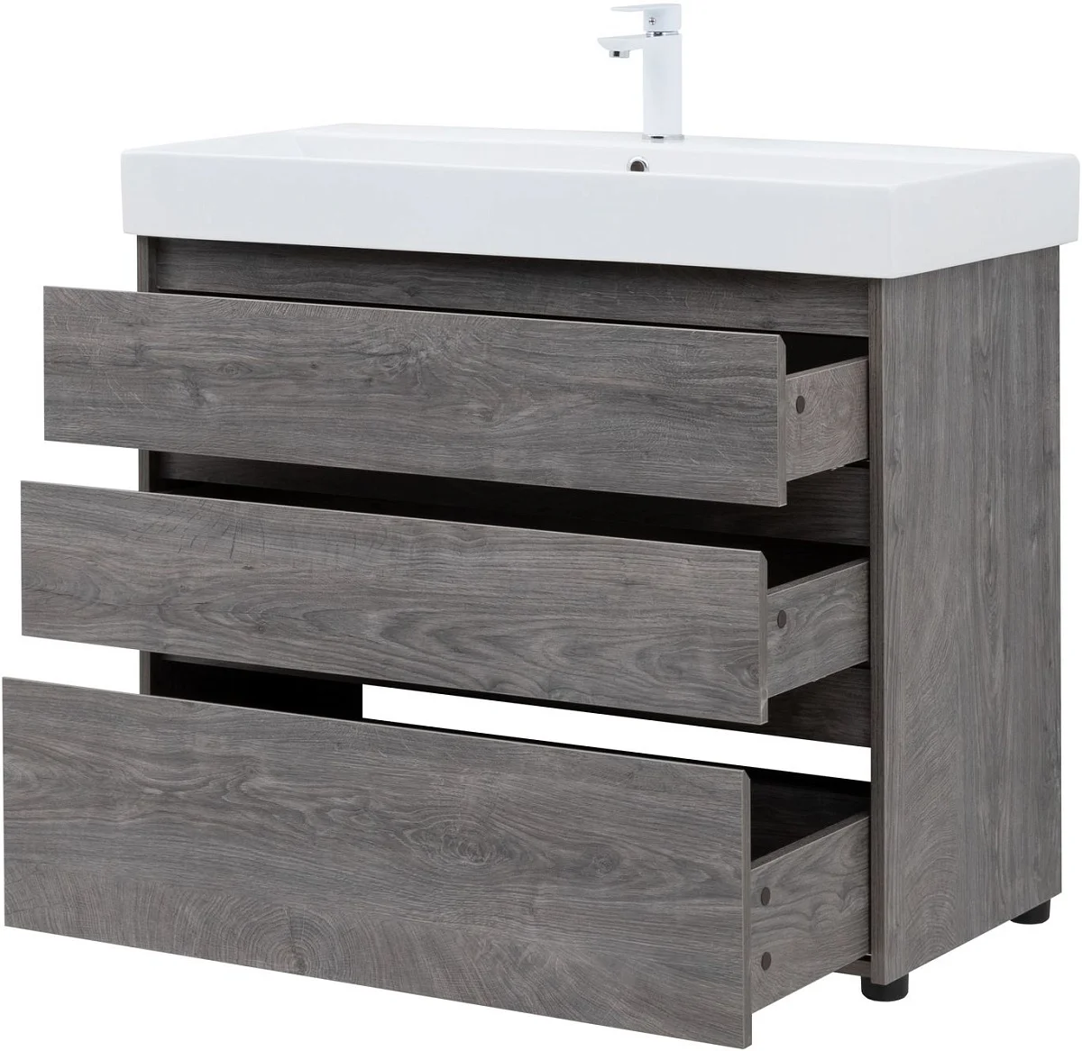 Приобрести aquanet тумба со столешницей и раковиной nova lite 100 см, дуб рустикальный (1 ящик)