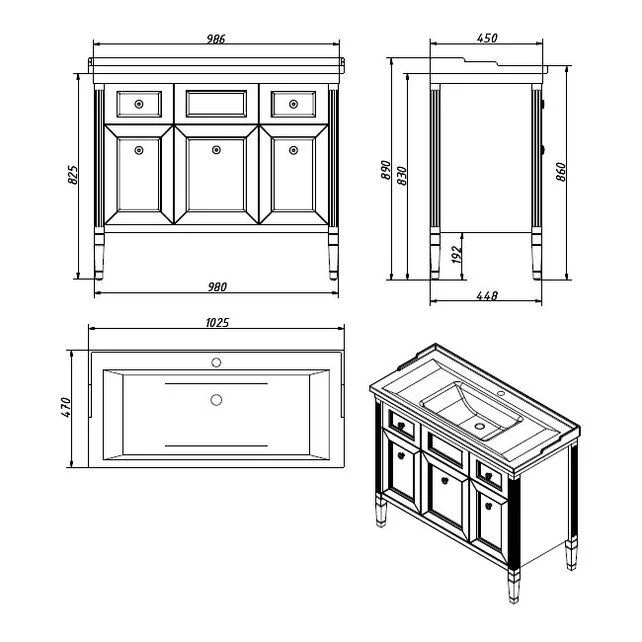 Приобрести caprigo тумба с раковиной albion promo 100 см, белая