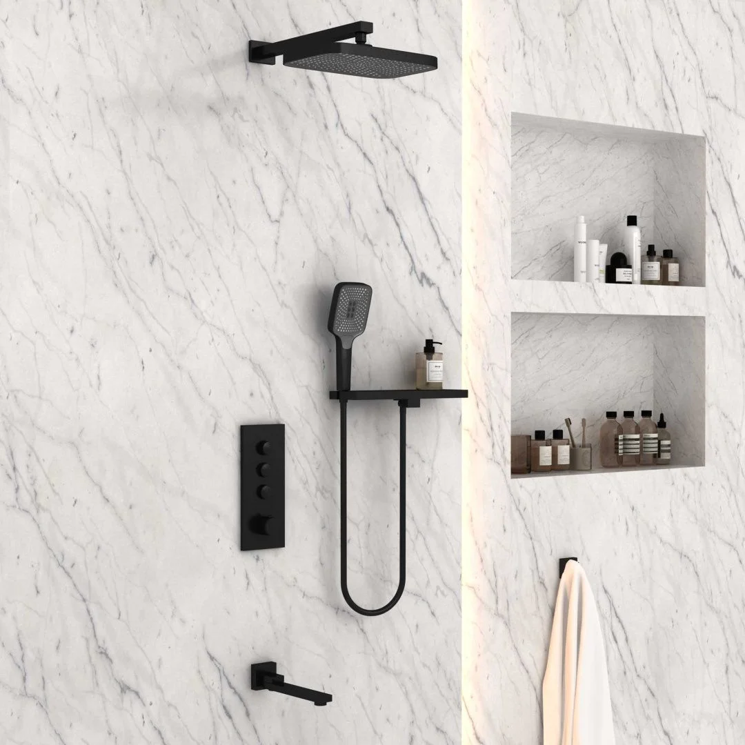 Приобрести vincea встраиваемая душевая система с термостатом, черная матовая vsfw-431t1rmb