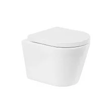 BelBagno Унитаз безободковый подвесной FLAY-R с сиденьем дюропласт, микролифт, белый BB053CHR/BB865SC