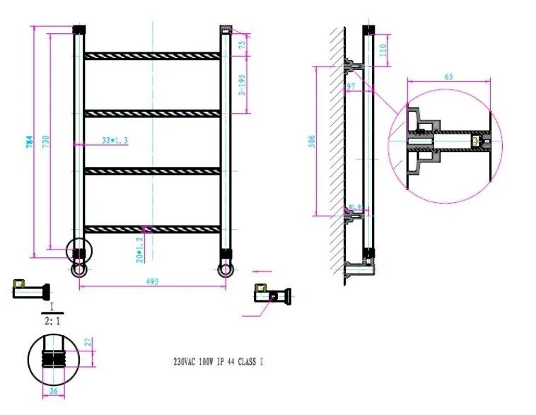 Приобрести boheme полотенцесушитель tradizionale 50х80 см, электрический, золото 709