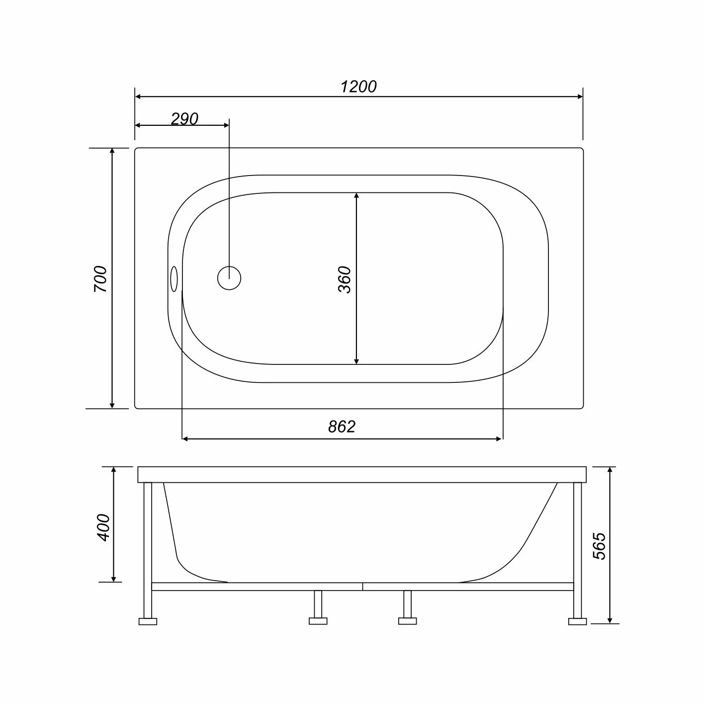 Приобрести mirsant ванна акриловая nova optima new 120*70 см, белая, ут000040520