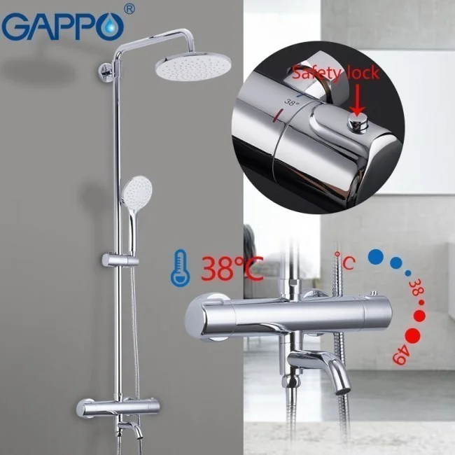 Приобрести gappo душевая система g2490 с термостатом, хром 97595
