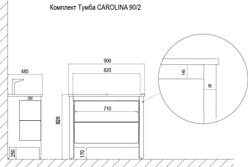 Приобрести azario тумба напольная с раковиной carolina 90/2, 90см. золото, cs00069427