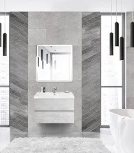 Cezares Тумба подвесная с раковиной MOLVENO 46 80 см Legno Bianco, белый глянец MOLVENO 46-80-2C-SO-LB