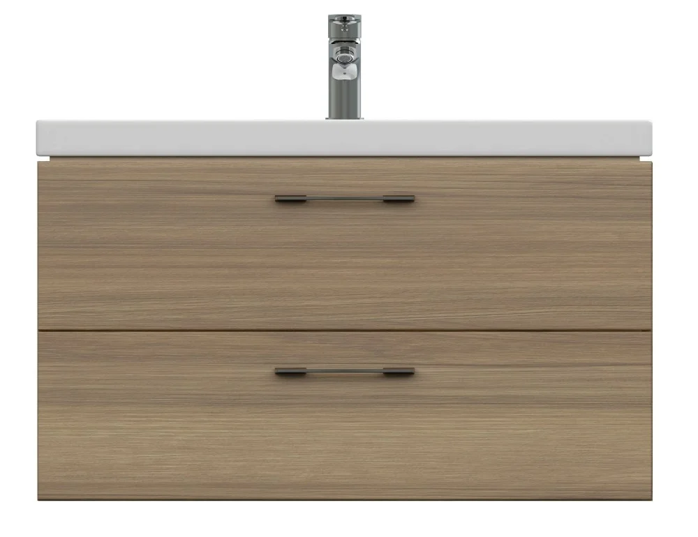 Приобрести тумба cersanit lara 80 см. подвесная с раковиной, 2 ящика, орех.