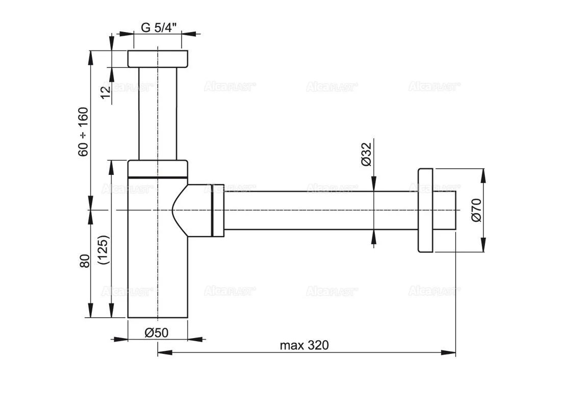 Приобрести сифон для умывальника alcaplast а400-design-dn32