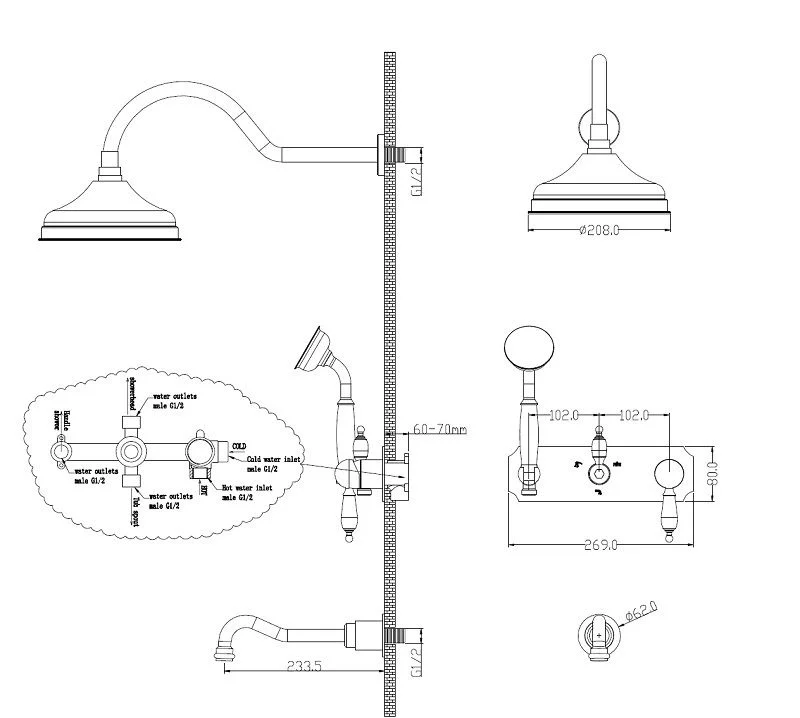 Приобрести boheme душевая система medici ripresa, встраиваемоя, бронза\черные кристаллы 308-bsw