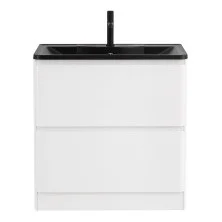 BelBagno Тумба с раковиной ALBANO 100 см, напольная Bianco Lucido, чёрная раковина