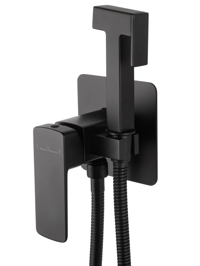Приобрести смеситель с гигиеническим душем встраиваемый wonzon & woghand edge, черный матовый (ww-88829003-mb)