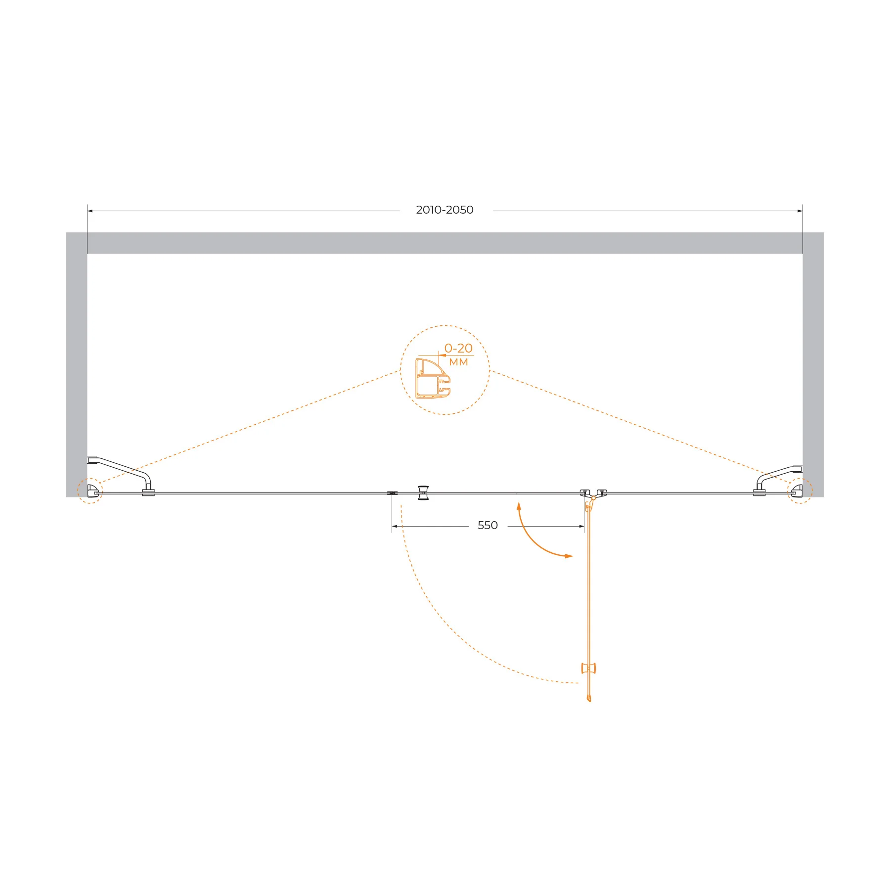 Приобрести cezares душевая дверь verona 205 см, хром verona-w-b-13-90+60/60-c-cr