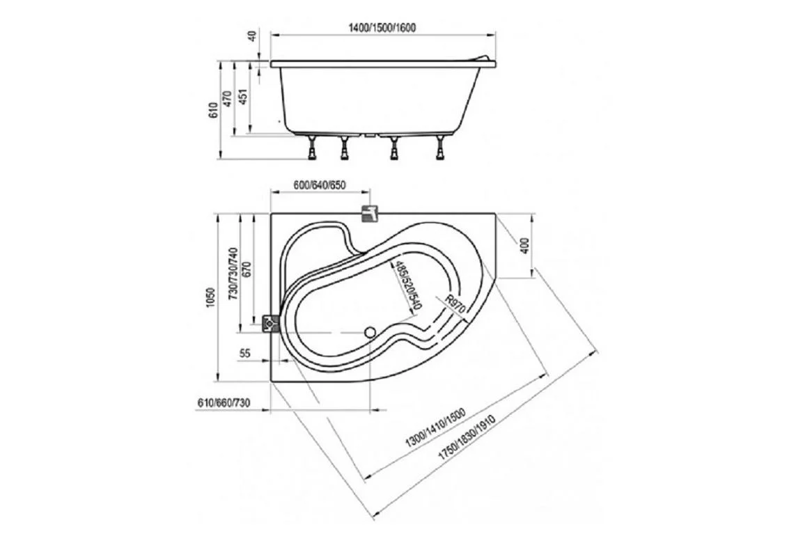 Приобрести акриловая ванна ravak rosa i 150х105 см ck01000000 l