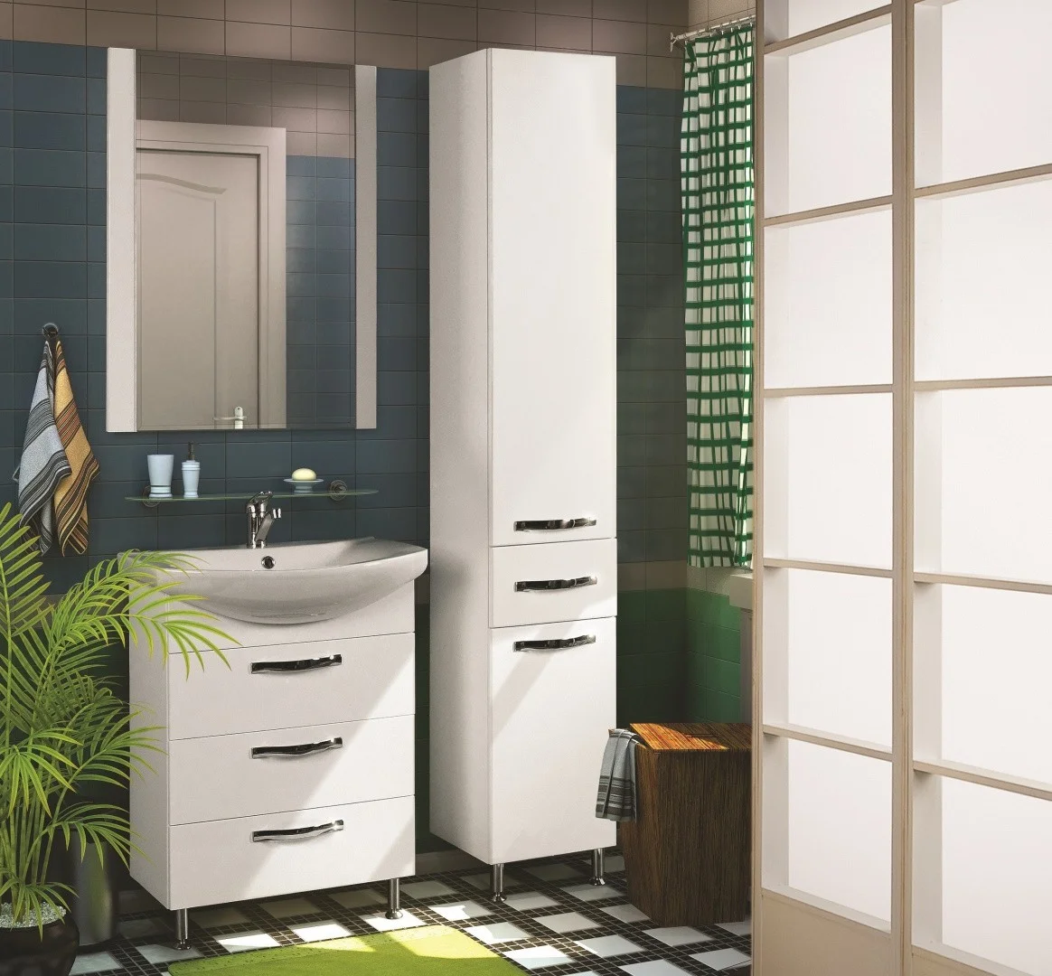 Приобрести пенал напольный акватон ария н с корзиной для белья, белый 1a124303aa010