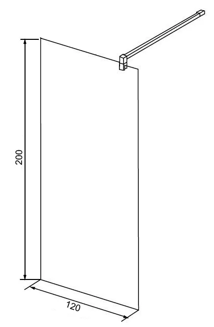 Приобрести loranto душевая перегородка walk-in 120х200 регулируемый кронштейн 80-100, прозрачное стекло 8 мм, профиль хром (cs-l1020 120)