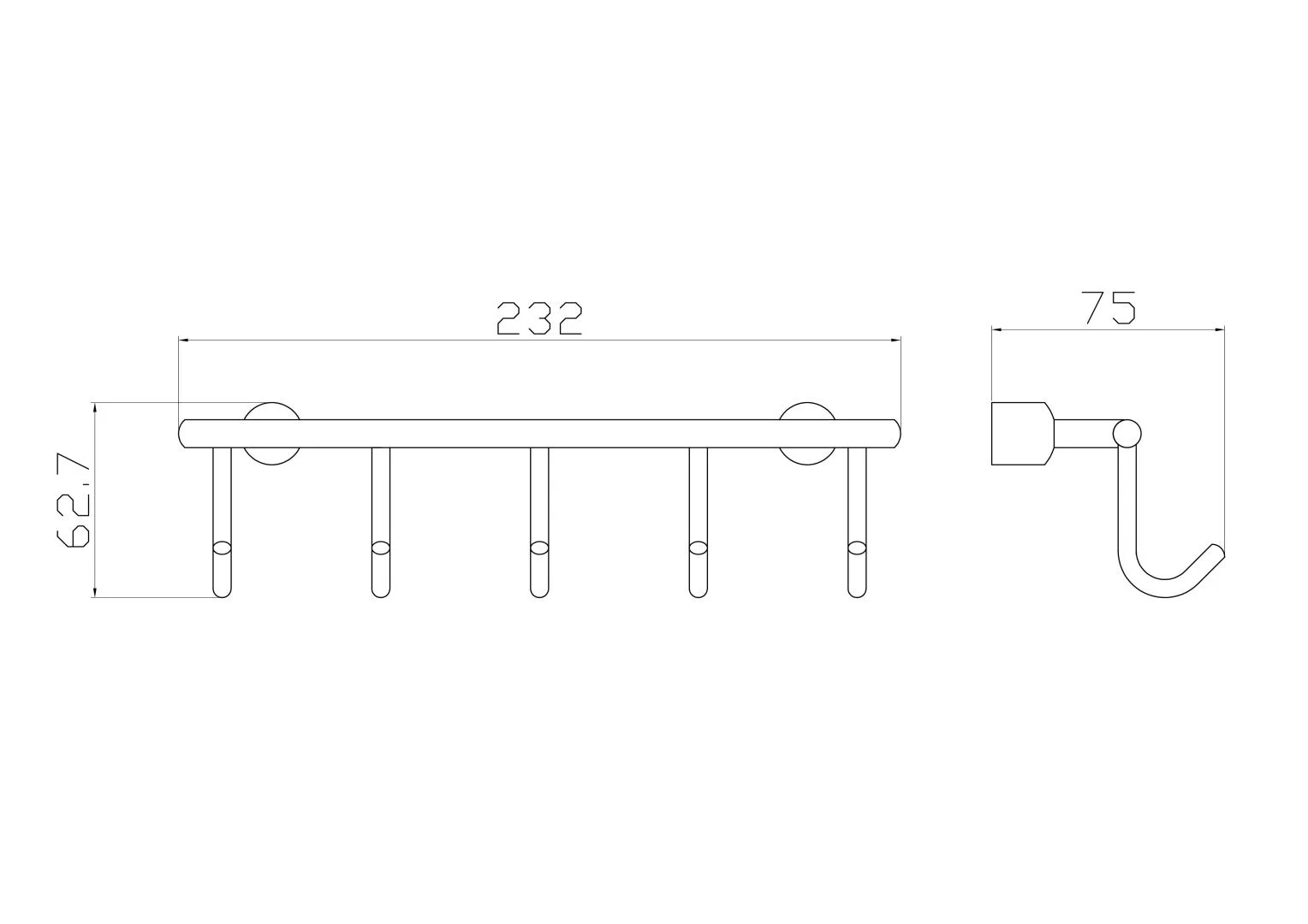 Приобрести вешалка с 5 крючками для ванной wonzon & woghand, хром (ww-9382-5)