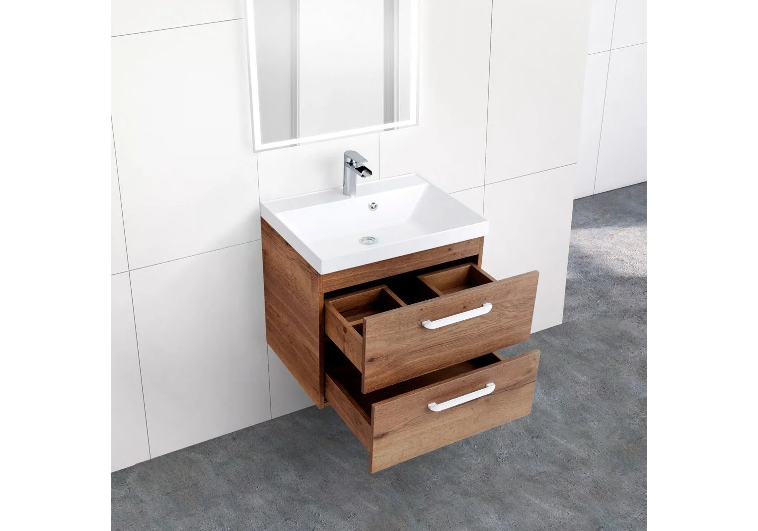 Приобрести тумба подвесная с раковиной belbagno aurora-700-2c-so-rt 70 см, rovere tabacco