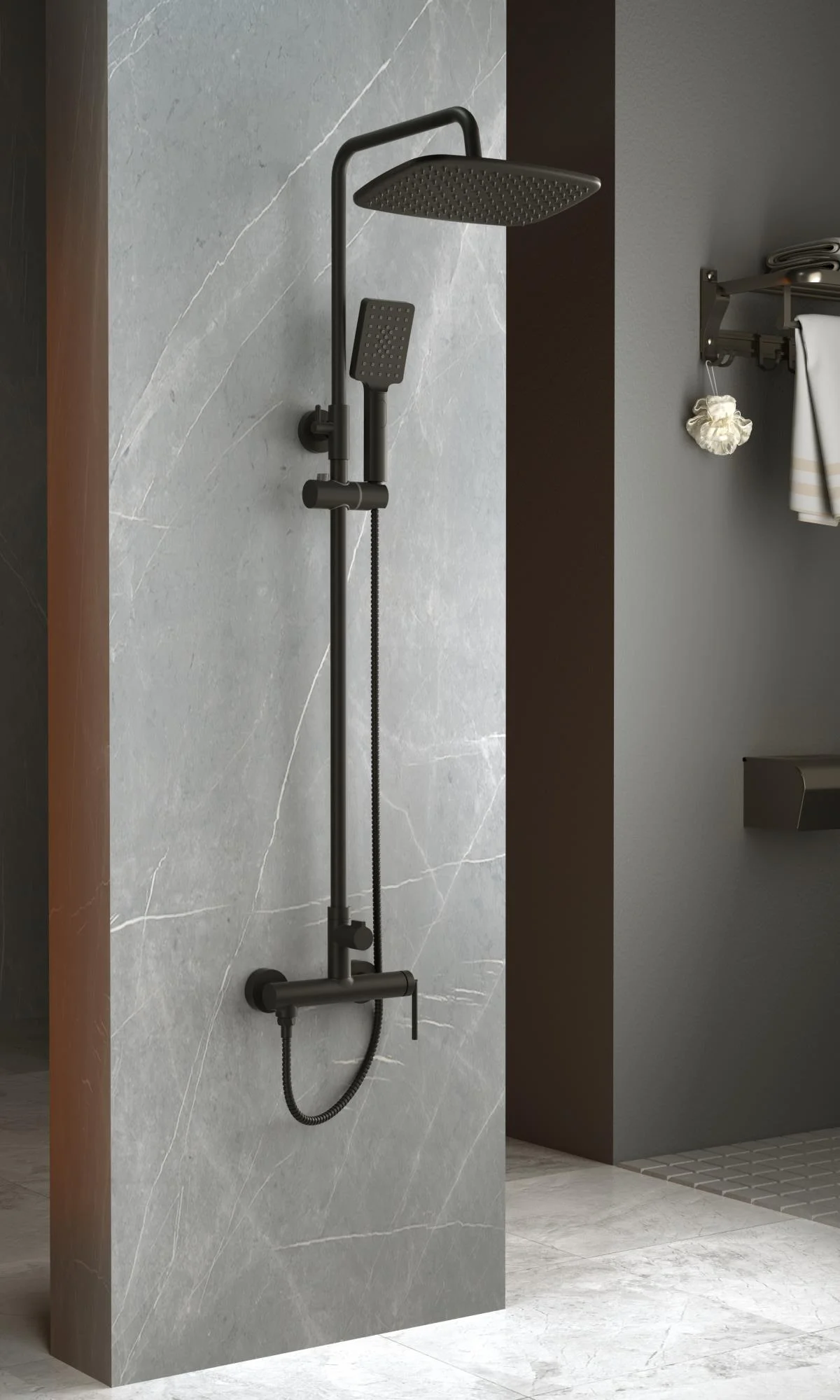 Приобрести belbagno душевая стойка acqua, черная acqua-docm-nero