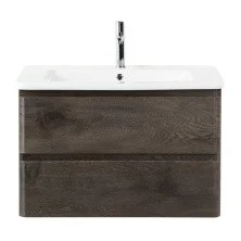 BelBagno Тумба с раковиной ALBANO-CER 80 см, подвесная Rovere Nature Grigio, белая раковина