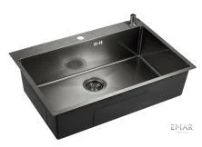 Emar Кухонная мойка 74х50 см, графит EMB-125A PVD Nano Dark