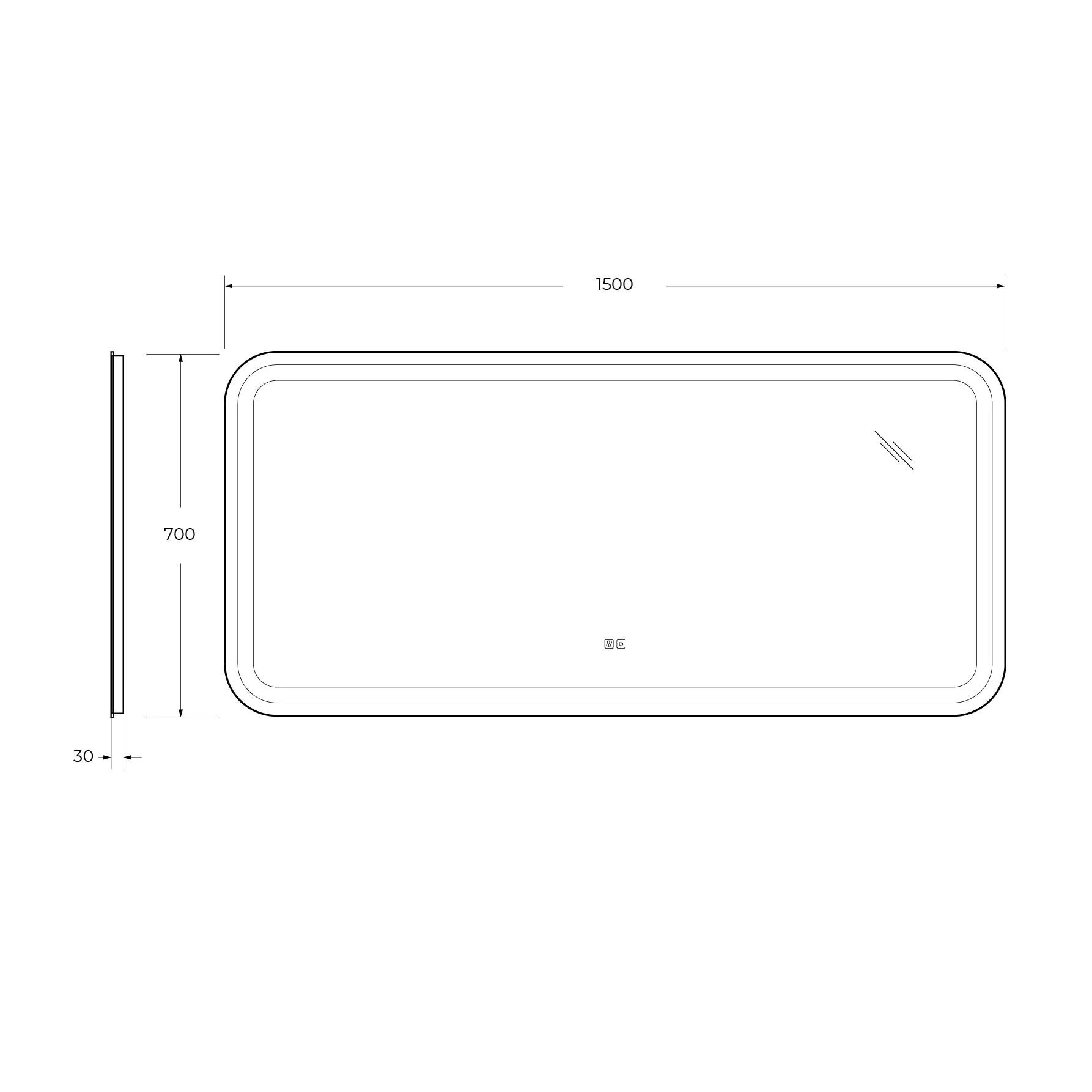 Приобрести cezares зеркало stylus 150х70 см, с подсветкой, сенсорным включением, подогревом czr-spc-stylus-1500-700-tch-warm