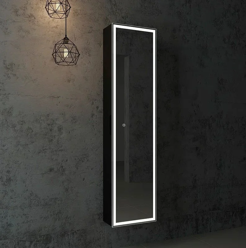 Приобрести continent пенал подвесной с подсветкой mirror box black 160 см, сенсорный включатель, черный