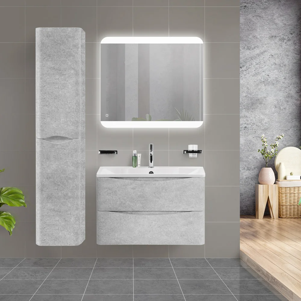 Приобрести belbagno тумба с раковиной acqua 90 см, подвесная cemento verona grigio, белая раковина