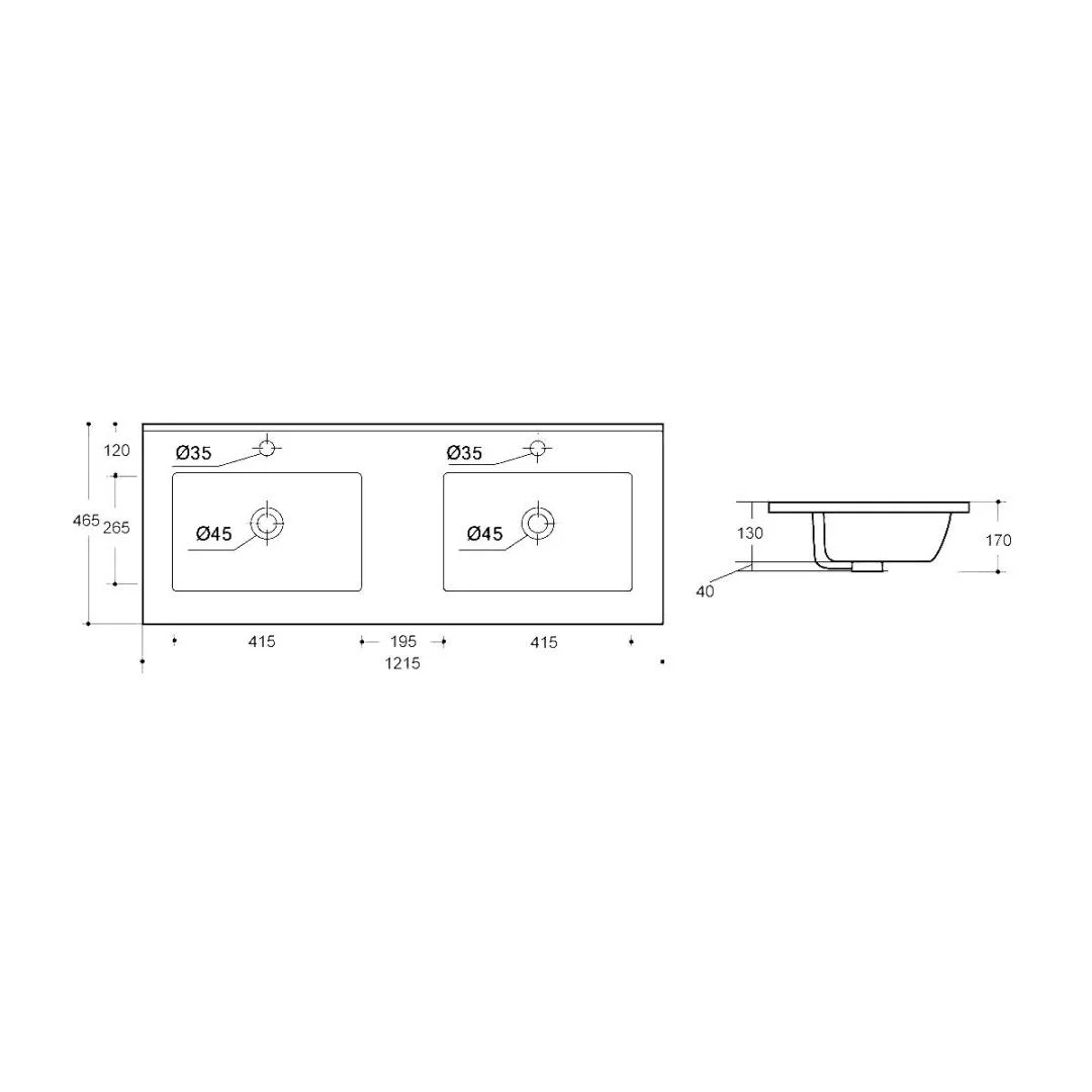 Приобрести vincea двойная раковина 121х46 см, белая vbs-13120d