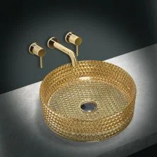 Vincea Раковина накладная 40х40 см, прозрачная, золото VBS-5GL05