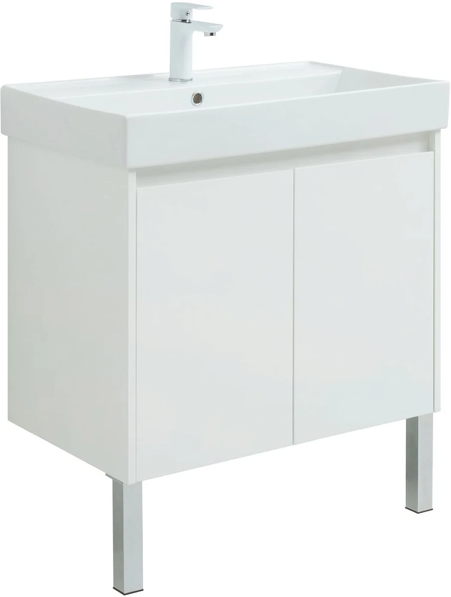 Приобрести aquanet тумба с раковиной nova lite 75 см, белая глянец (2 дверцы)