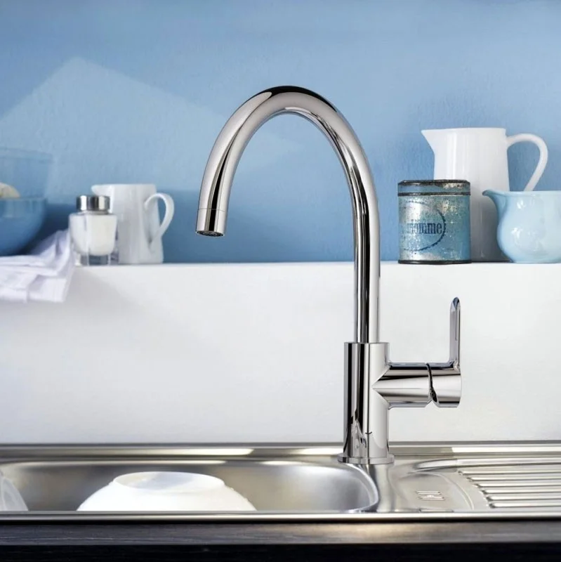 Приобрести смеситель для кухни bauedge, с высоким изливом, хром 31367000