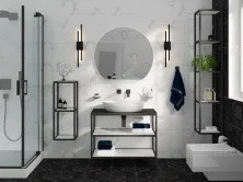 Cezares Тумба подвесная с раковиной CADRO 100 см см, двухярусная Nero, черная CADRO-100/46/58-2C-SO-MET-ST