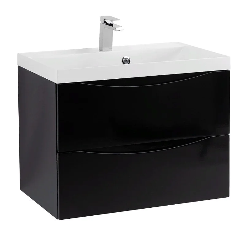 Приобрести тумба подвесная с раковиной belbagno marino-600-2c-so-nl-p 60 см, nero lucido