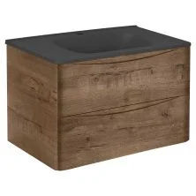 Vincea Тумба подвесная Paola 80 см, дуб винтаж с черной матовой раковиной VMC-2P800VO;VCB-2VP800B