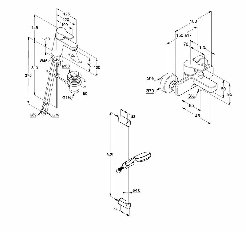 Приобрести kludi pure&easy набор продуктов 3in1 для ванны и душа, арт. 376850565