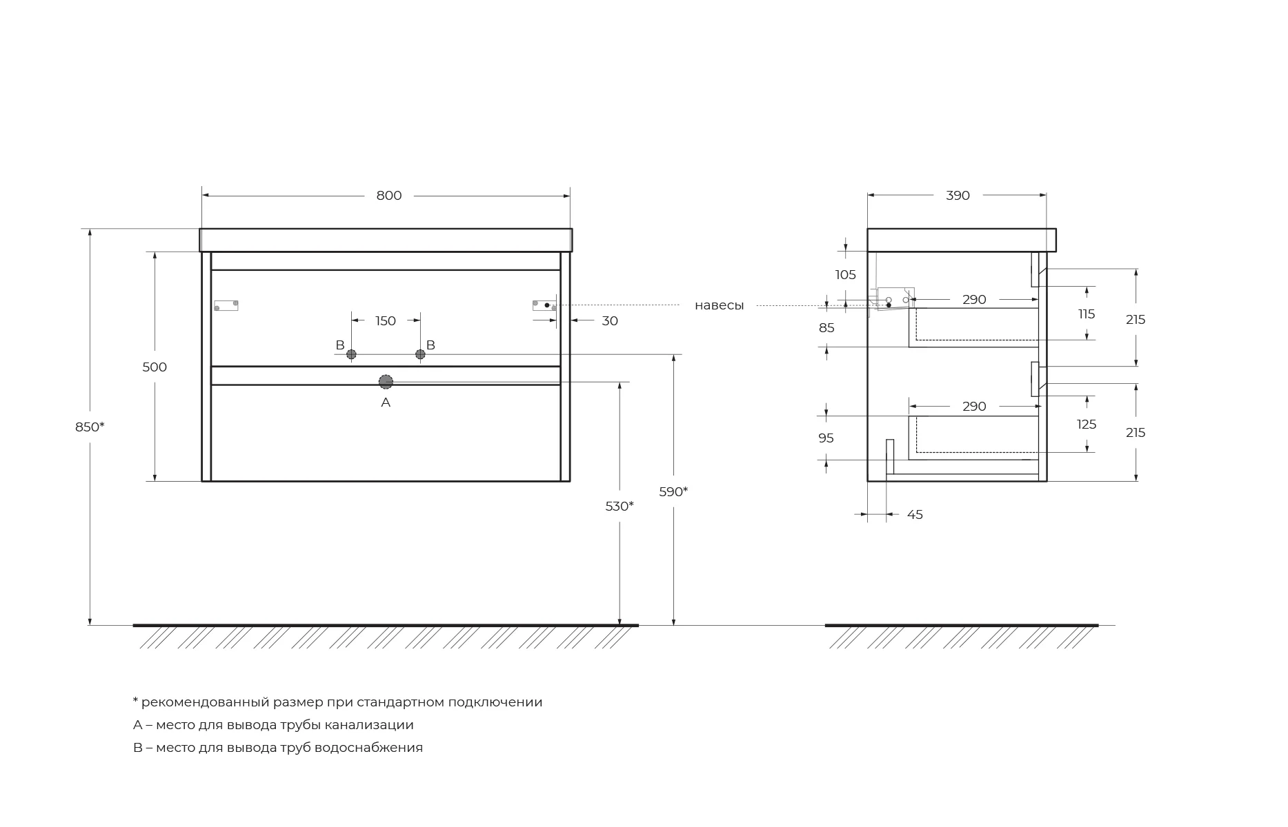 Приобрести belbagno тумба с раковиной kraft 39 80 см, подвесная cemento grigio, белая раковина