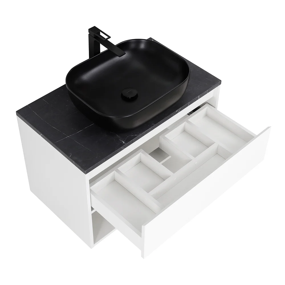 Приобрести belbagno тумба со столешницей kraft 80 см с ящиком и полкой, подвесная bianco opaco