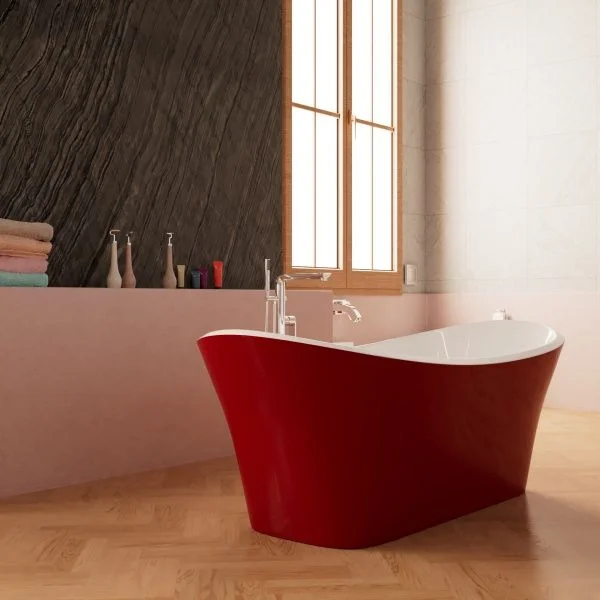 Приобрести frank акриловая ванна f6104 white/red 170х75 см, красная, отдельностоящая