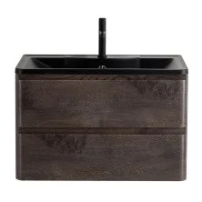 BelBagno Тумба с раковиной ALBANO 80 см, подвесная Rovere Nature Grigio, чёрная раковина
