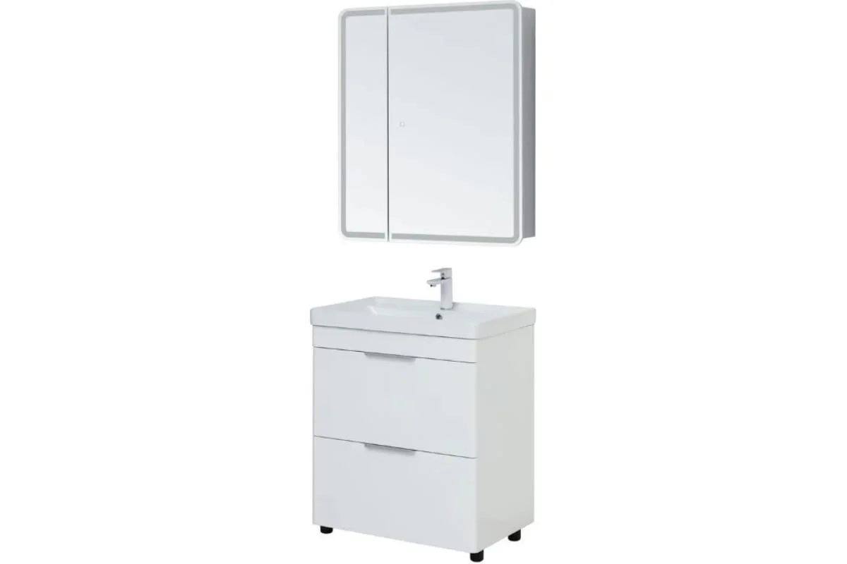 Приобрести aquanet тумба с раковиной ирис new 71 см, белая глянец (2 ящика, ножки)