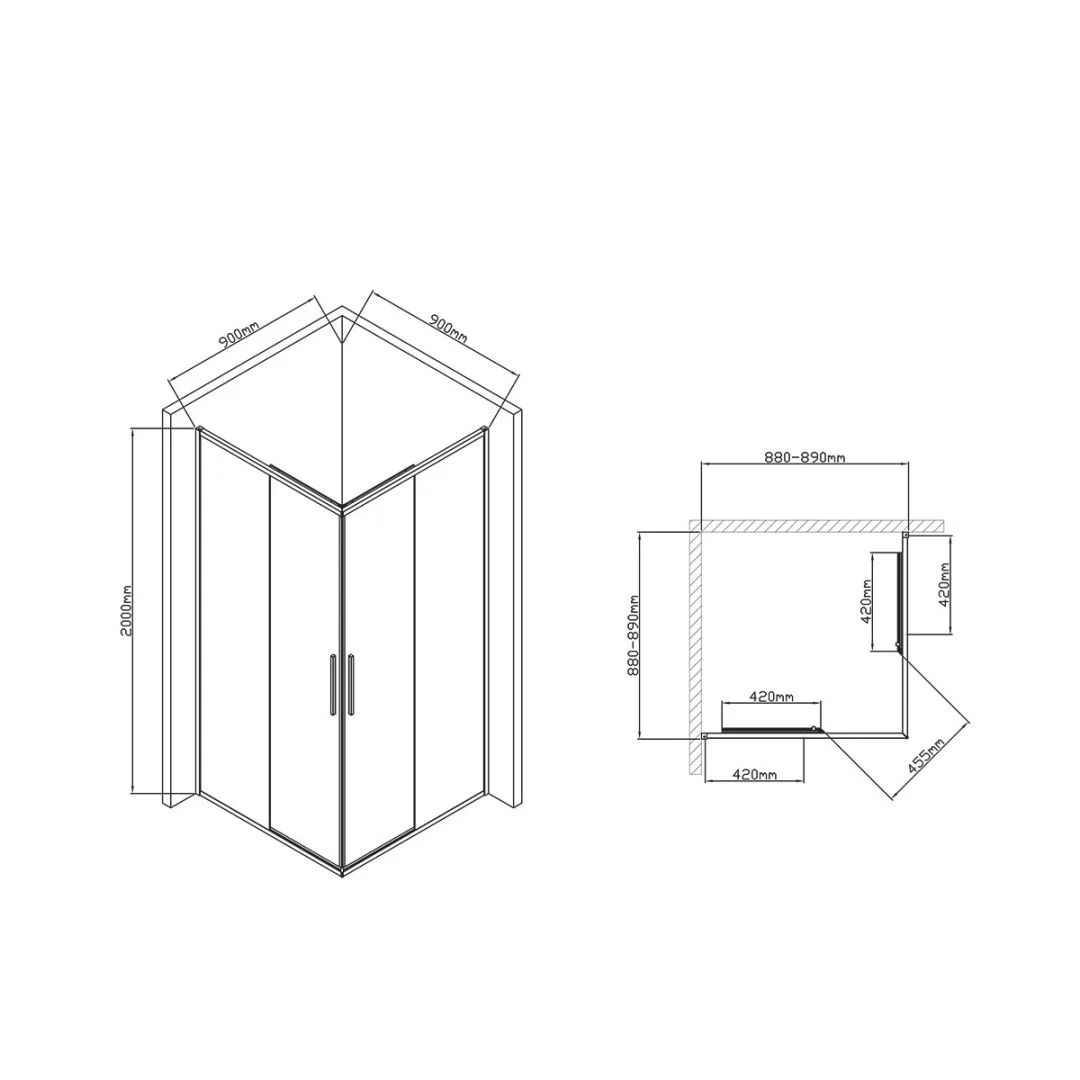 Приобрести vincea душевое ограждение slim-u 90х90 см, прозрачное, хром vss-2su900cl