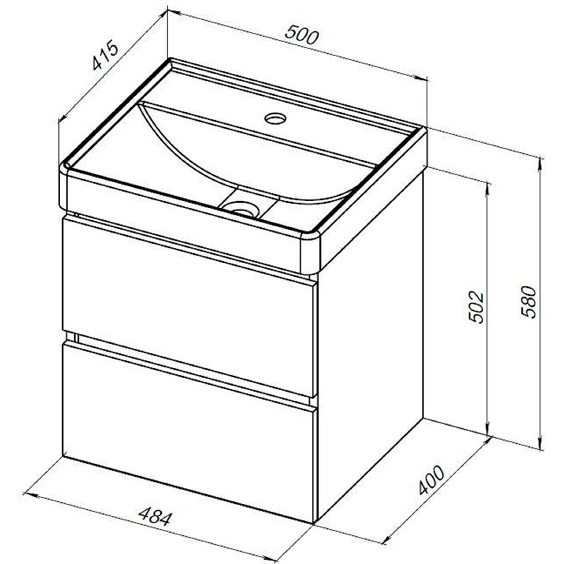 Приобрести aquanet тумба с раковиной вега 50 см, мисти грин
