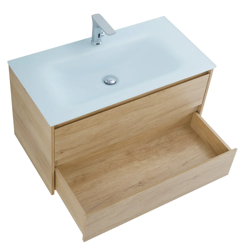 Приобрести belbagno тумба с раковиной kraft 100 см, подвесная rovere nebrasca nature, стеклянная раковина