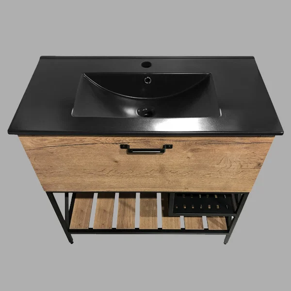 Приобрести сomforty тумба с раковиной "бредфорд-90" дуб темный, черная раковина