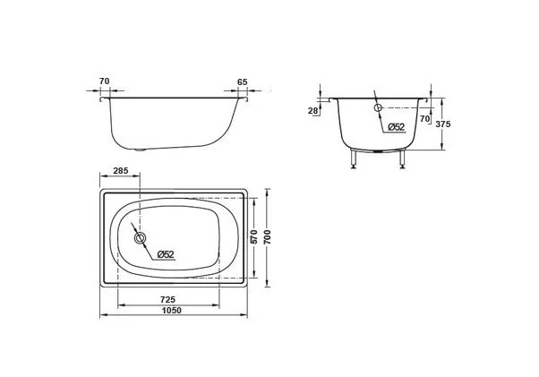 Приобрести ванна стальная blb europa 105х70 см